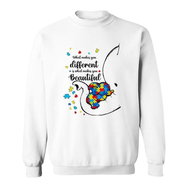 Womens What Makes You Different Elephant Mom Autism Child Awareness V-Neck Sweatshirt