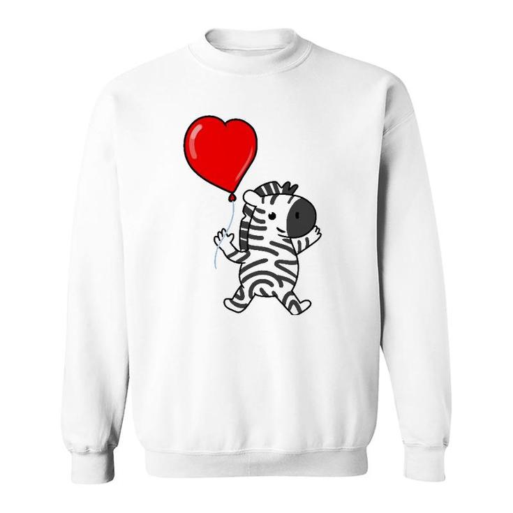 Zebra With Heart Balloon Valentines Day Zebra Sweatshirt