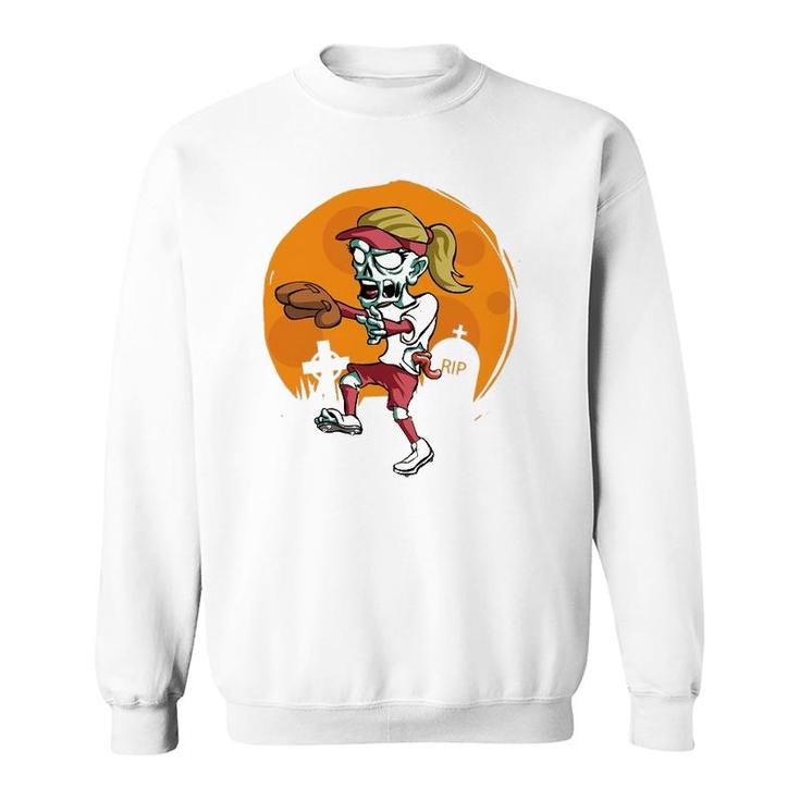 Zombie Softball Funny Sports Halloween Gift Sweatshirt
