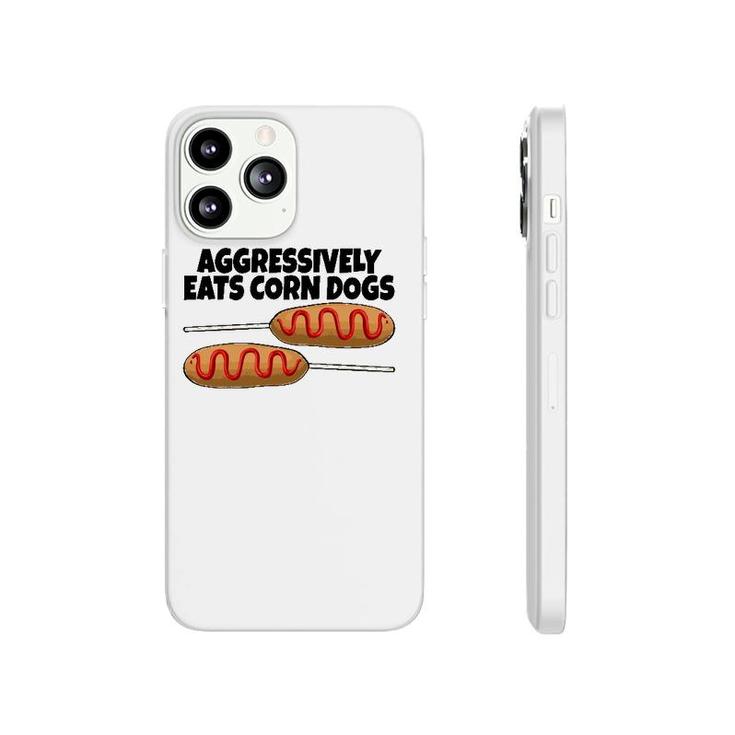 Aggressively Eat Corn Dog Corn Dogs Foodie Men Sausage Phonecase iPhone