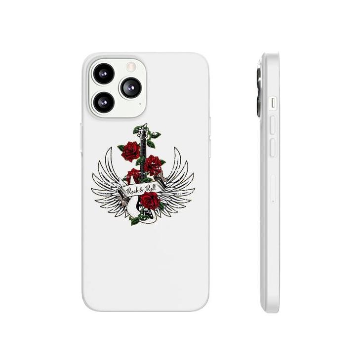 Bass Guitar Wings Roses Distressed Rock And Roll Design Phonecase iPhone