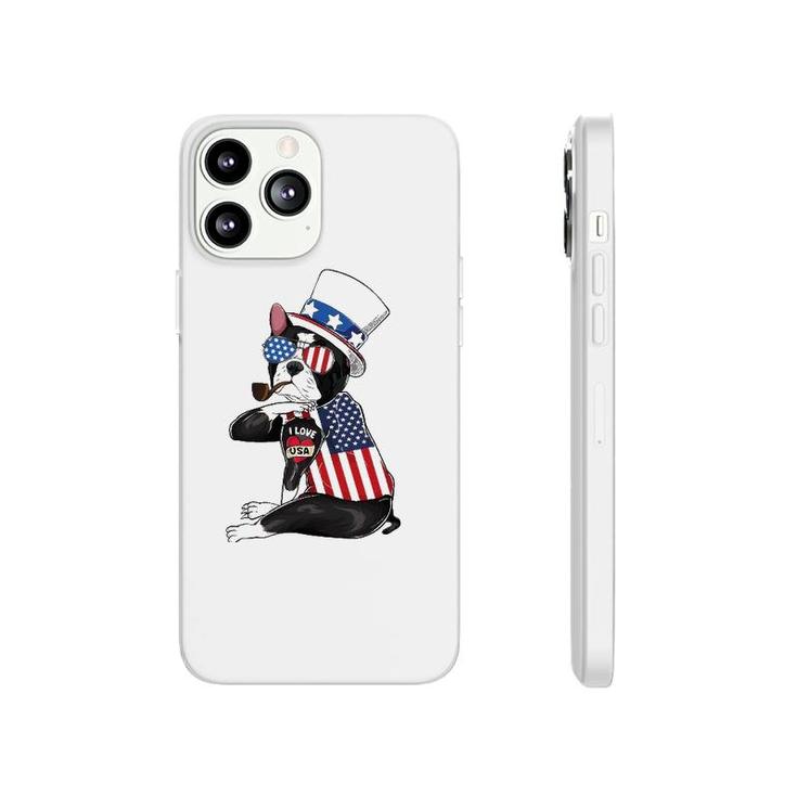 Boston Terrier Dog Merica 4Th Of July Usa American Flag Men Phonecase iPhone