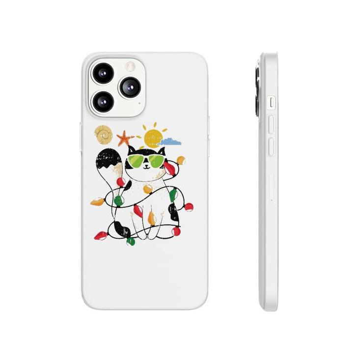 Cat Christmas In July Cool Kitten Pet Summer Tropical Beach Phonecase iPhone
