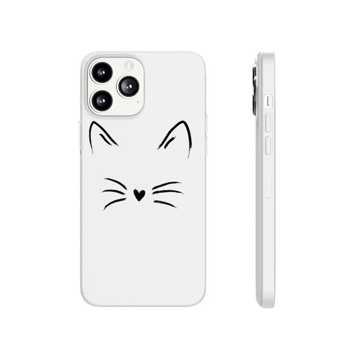 Cat Face Whiskers Print Tee Kitty Lover Phonecase iPhone