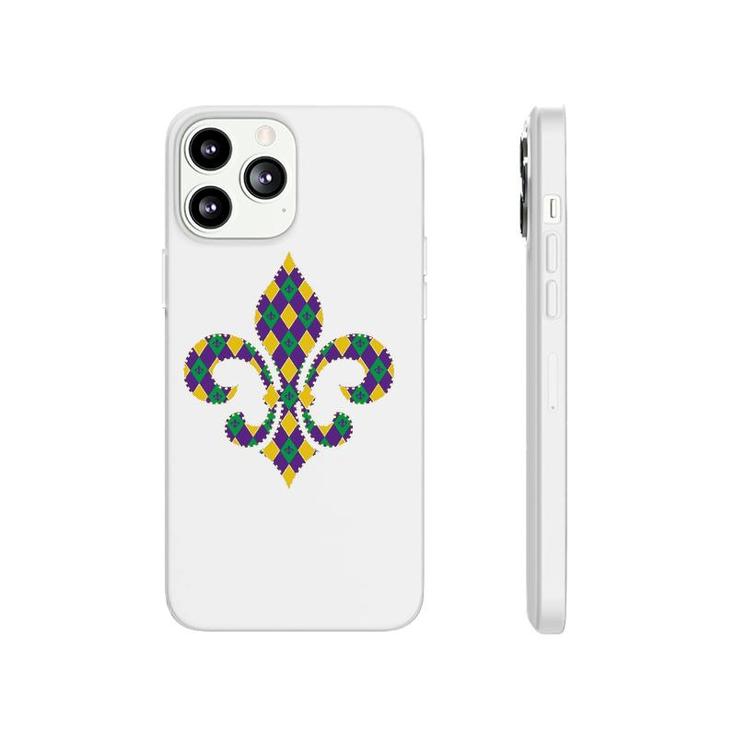 Checkered Mardi Gras Fleur De Lys Symbol Phonecase iPhone