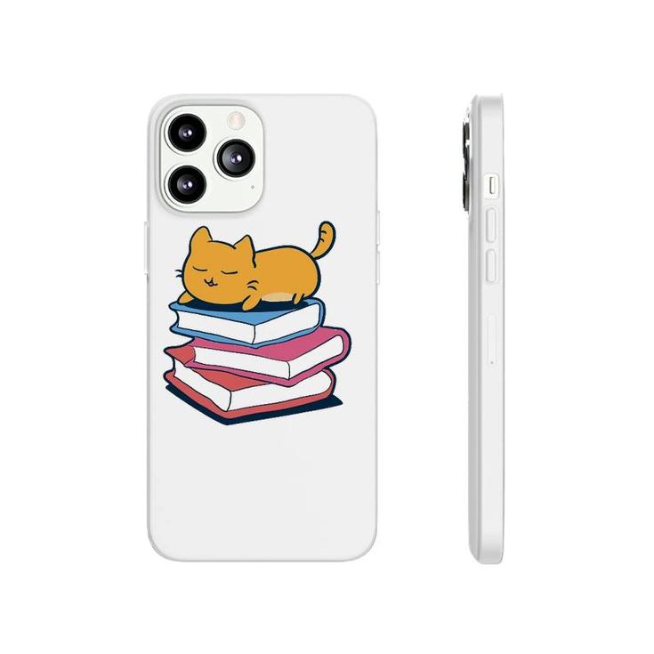 Cute Cat Sleeping On Book Bookworm Librarian Gift Phonecase iPhone