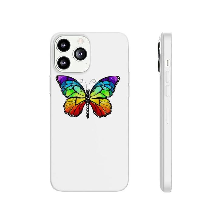 Cute Rainbow Monarch Butterfly Aesthetic Gift Raglan Baseball Tee Phonecase iPhone