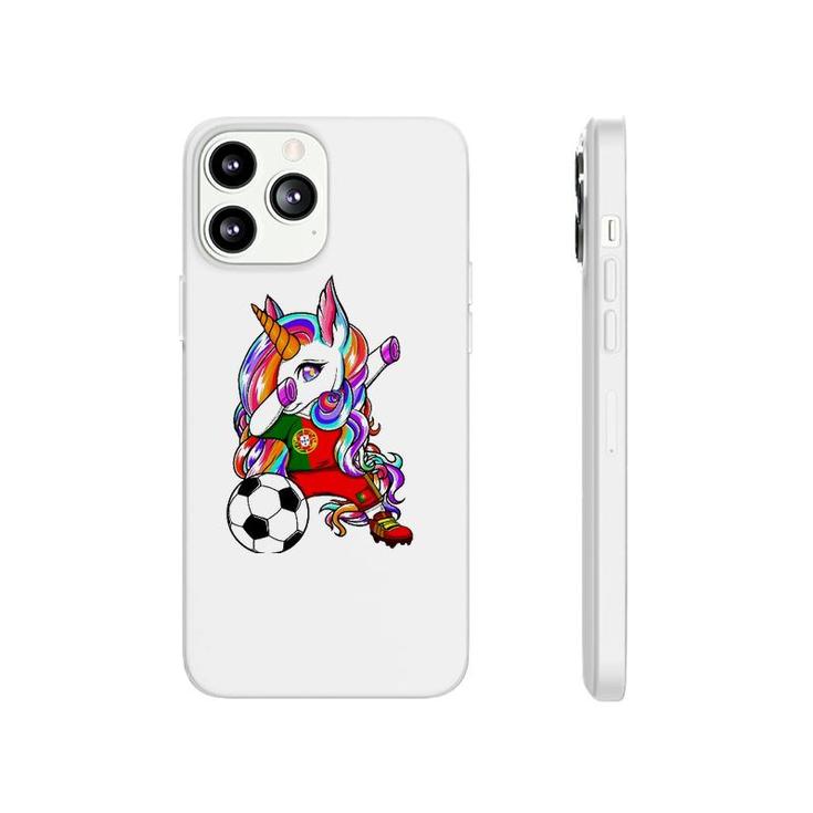 Dabbing Unicorn Portugal Soccer Fans Jersey Flag Football Phonecase iPhone