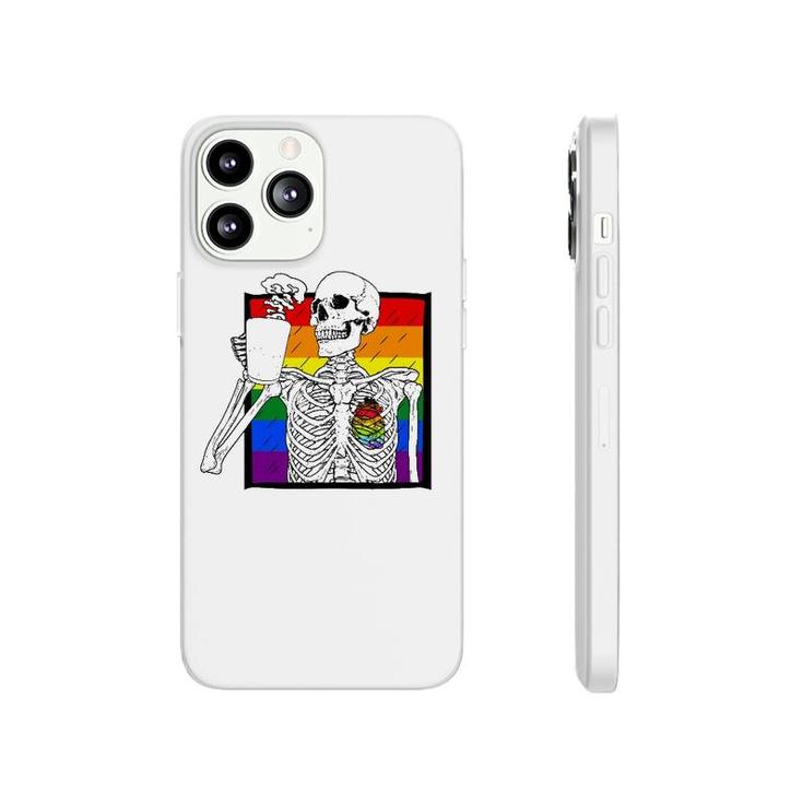 Goth Skeleton Coffee Gay Lesbian Pride Rainbow Human Heart Phonecase iPhone