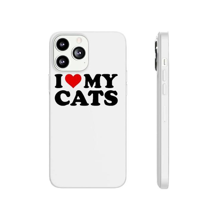 I Love My Cats Funny Red Heart Cats I Heart My Cats Phonecase iPhone