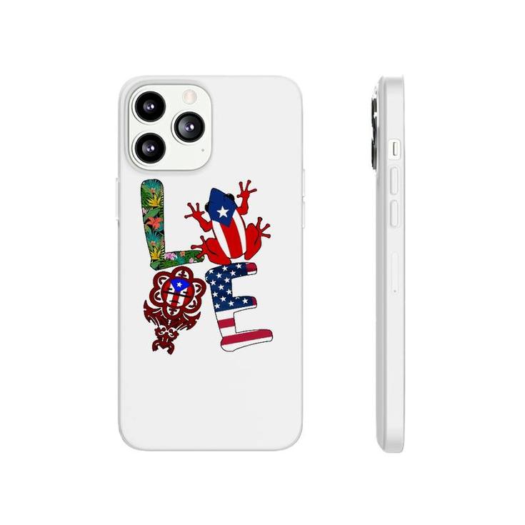 Love Puerto Rico Puerto Rican Flag Symbols Frog Atabey American Flag Floral Phonecase iPhone