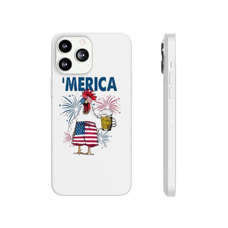 Merica Funny Chicken With Beer Usa Flag 4Th Of July Phonecase iPhone