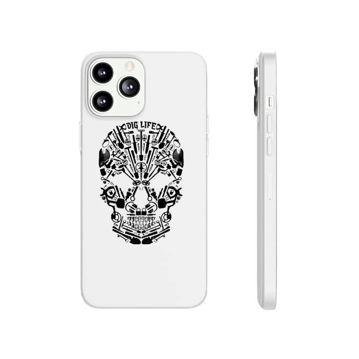 Metal Detecting Skull Black Phonecase iPhone