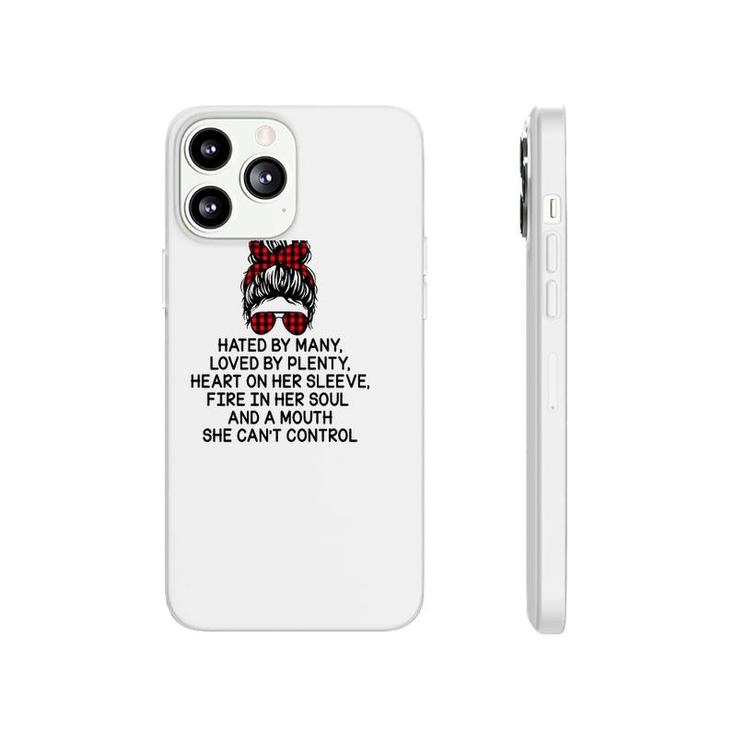 Nurse Hated By Many Loved By Plenty Heart On Her Sleeve Fire In Her Soul And A Mouth She Can’T Control Messy Bun Buffalo Plaid Bandana Phonecase iPhone