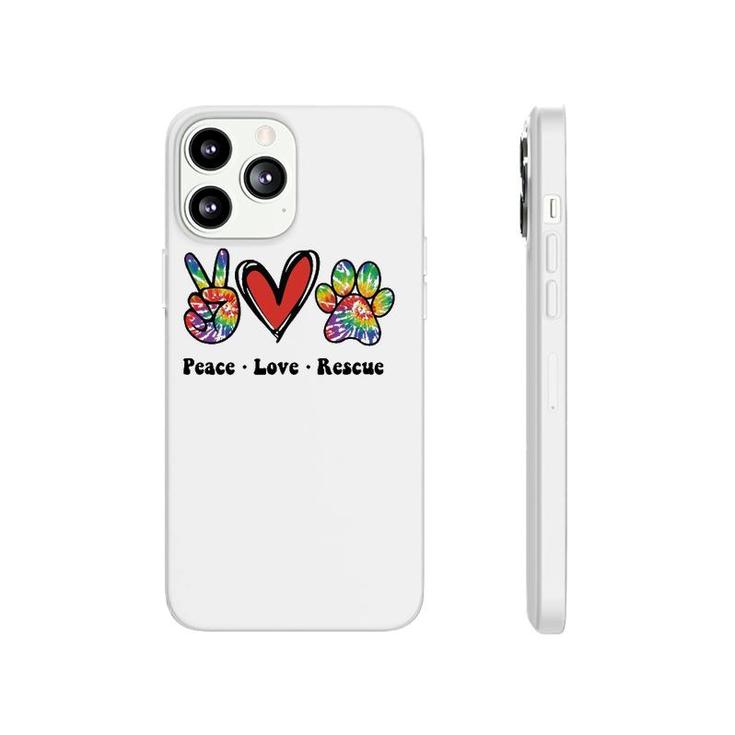 Peace Love And Rescue Peace Sign Heart Paw Print Cat And Dog Phonecase iPhone