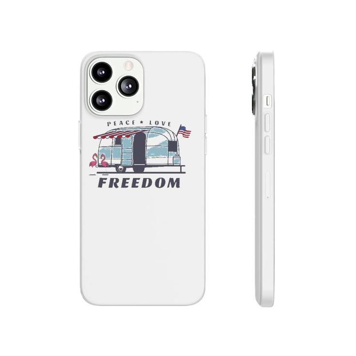 Peace Love Freedom 4Th Of July Avion Airstream Retro Trailer Phonecase iPhone