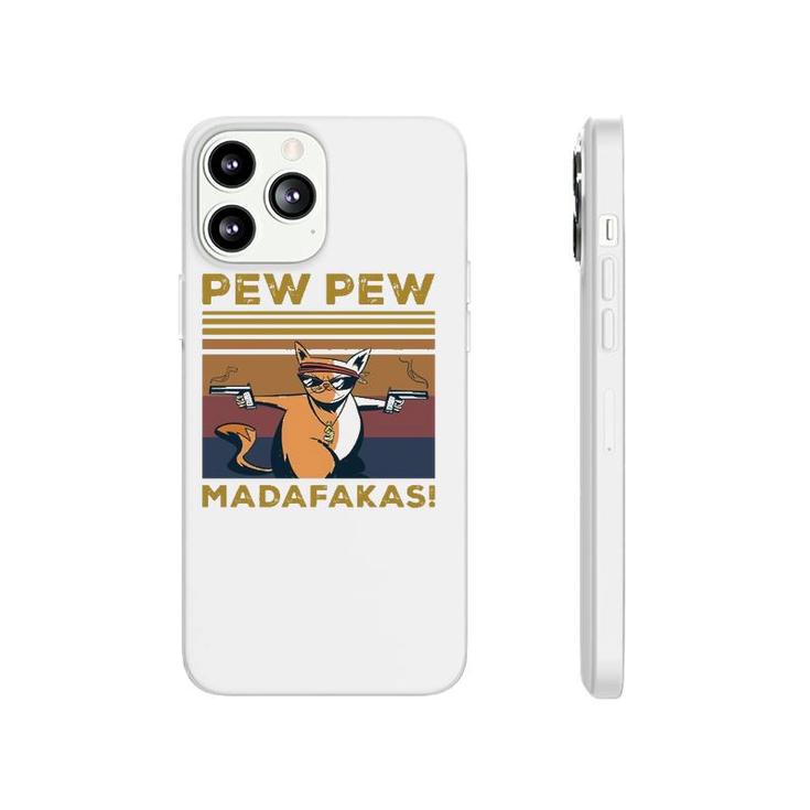 Pew Pew Madafakas Funny Cat Lover Gift Vintage Retro Pullover Phonecase iPhone
