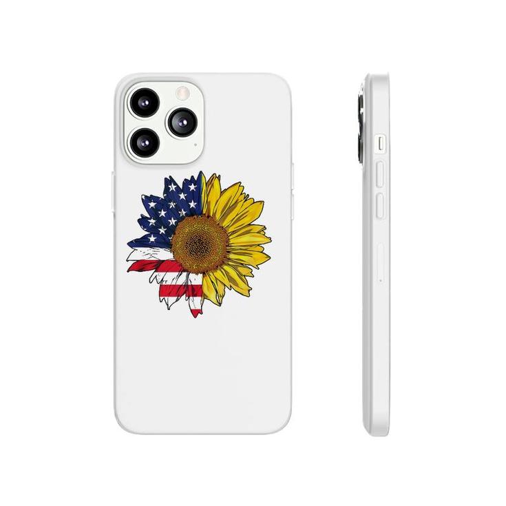 Plus Size Graphic Sunflower Painting With American Flag  Phonecase iPhone