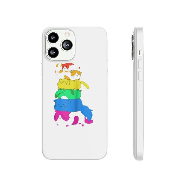 Purride Rainbow Lgbt Cat Pile Funny Feline Gay Pride Cat  Phonecase iPhone