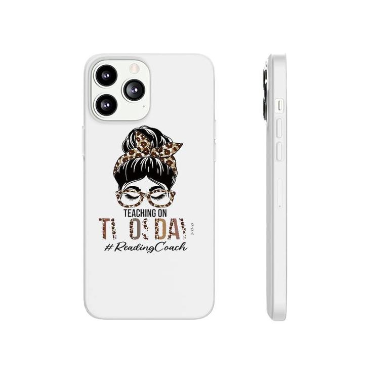 Reading Coach Messy Bun Leopard Teaching On Twosday 22222 Gift Phonecase iPhone