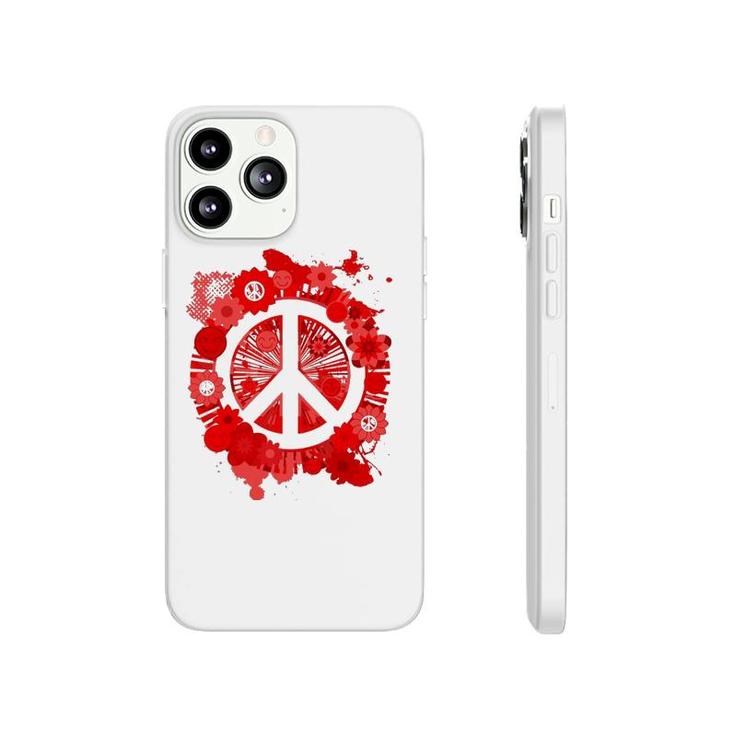 Red Peace Sign 70S Hippie Happiness Flowers Phonecase iPhone
