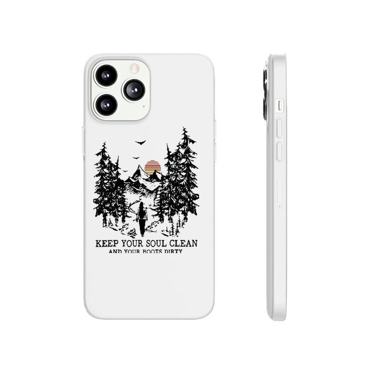Retro Hiking Camping Keep Your Soul Clean & Your Boots Dirty  Phonecase iPhone