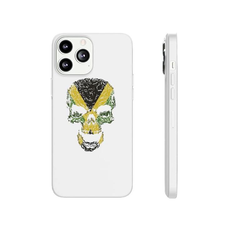 Skull With Jamaica Flag Skeleton Jamaican Roots Phonecase iPhone