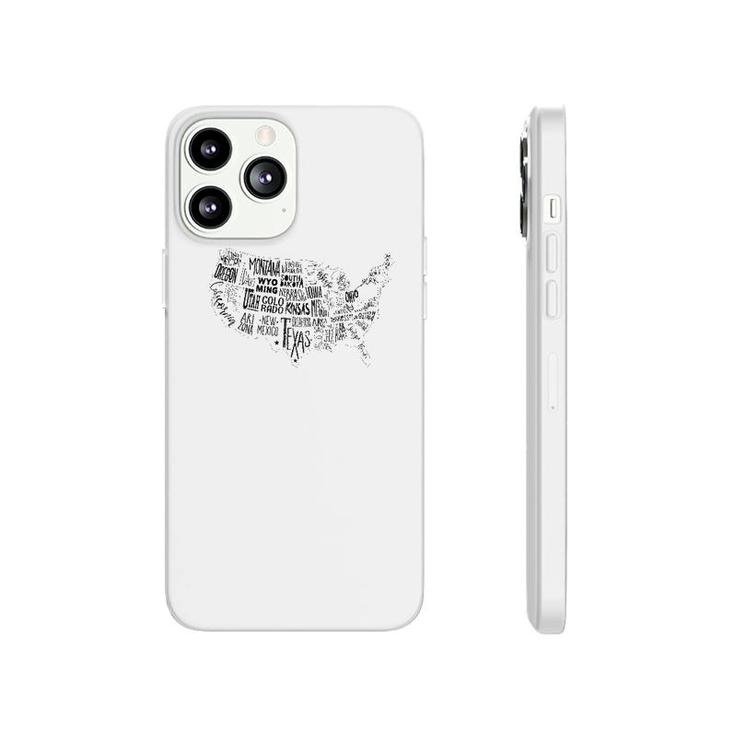 Usa Map Outline With State Names Graphic Phonecase iPhone