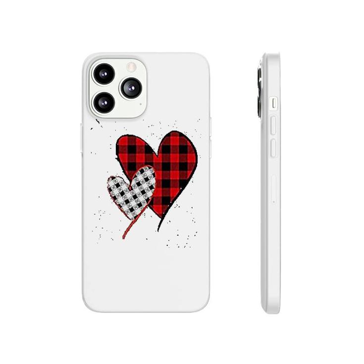 Valentines Day Buffalo Plaid Love Heart Print Graphic Casual Phonecase iPhone