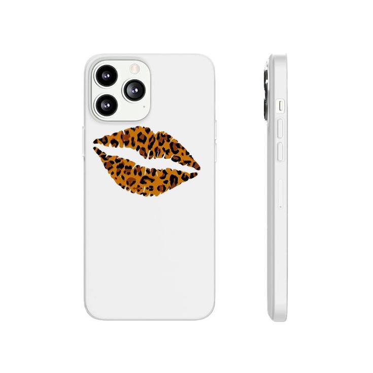 Womens Cheetah Print Kissing Lips  Leopard Pattern Kiss Gift Phonecase iPhone