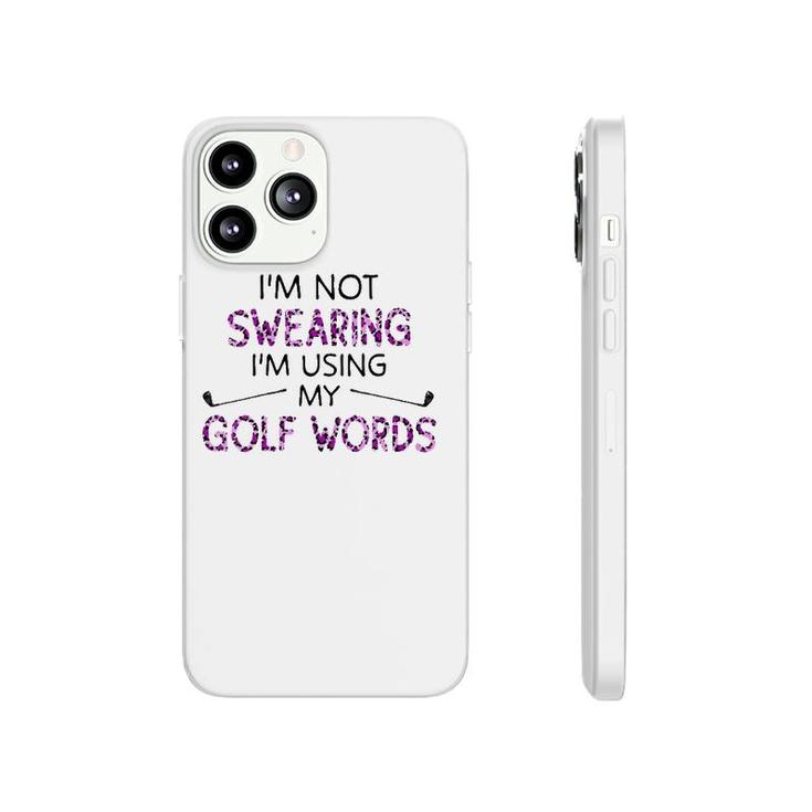 Womens I'm Not Swearing I'm Using My Golf Words Purple Leopard V-Neck Phonecase iPhone