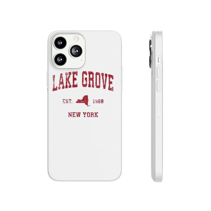 Womens Lake Grove New York Ny Vintage Sports Design Red Print  Phonecase iPhone