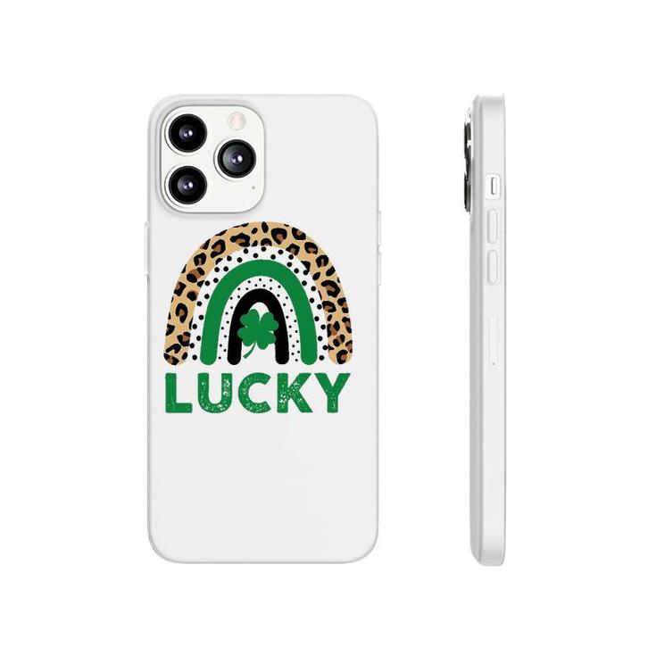 Womens Lucky Shamrock Leopard Print Rainbow St Patrick's Day Phonecase iPhone