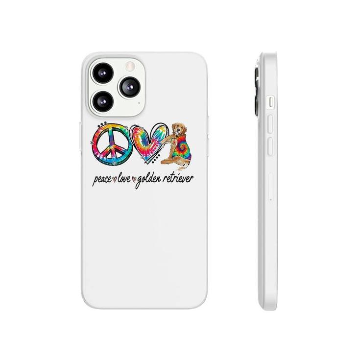Womens Peace Love Golden Retriever Tie Dye Rainbow Dog Lover V-Neck Phonecase iPhone