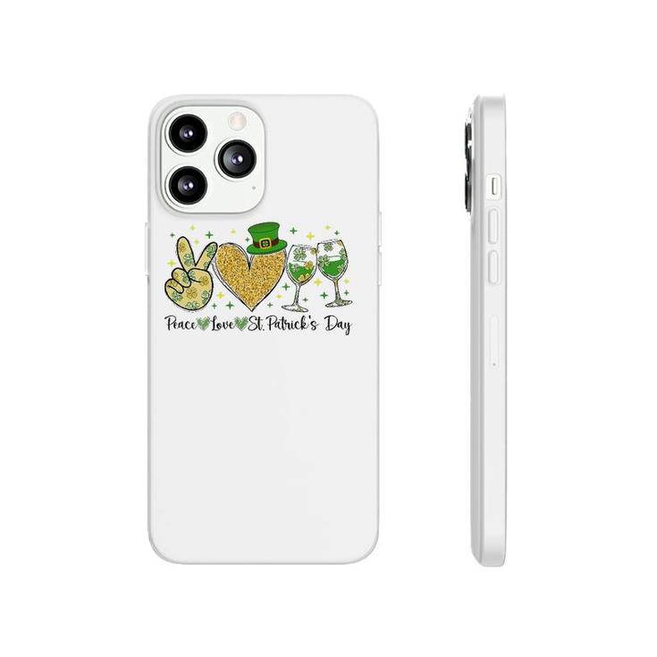 Womens Peace Love St Patrick's Day Cheer Drinking Glitter Shamrock V-Neck Phonecase iPhone