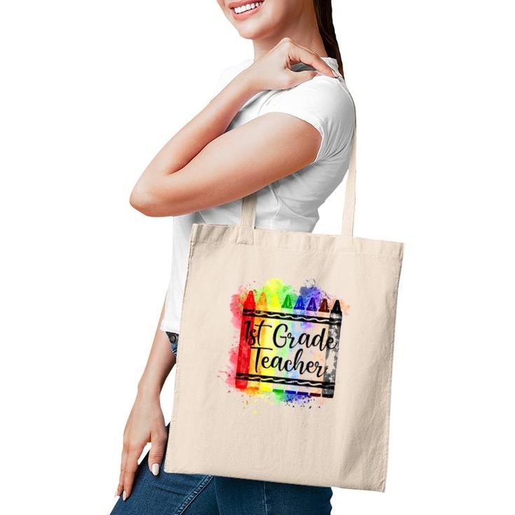 1St Grade Teacher Crayon Colorful Teacher Gift Tote Bag