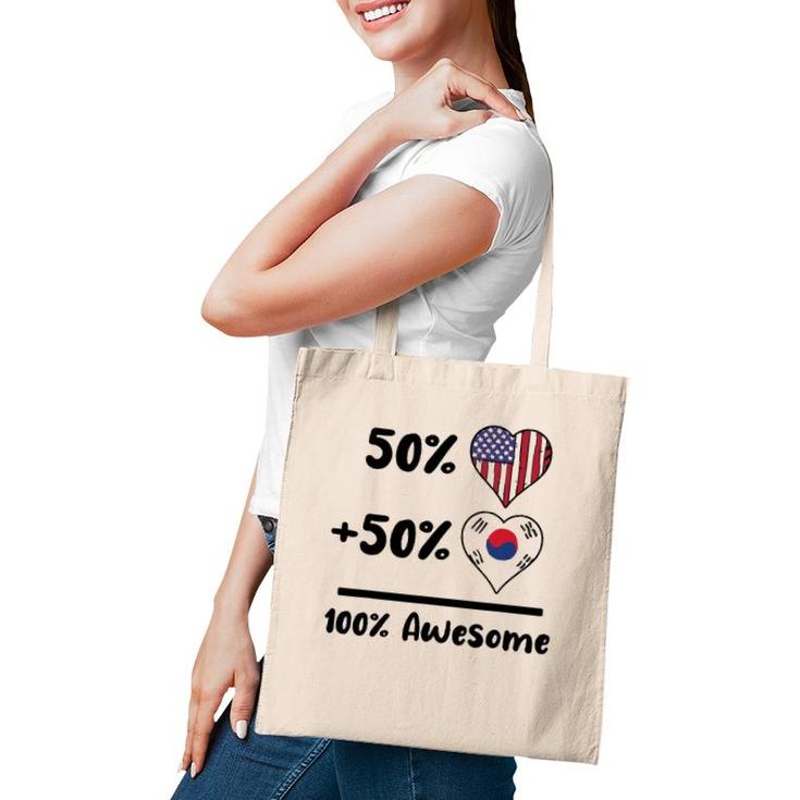 50 American 50 Korean 100 Awesome South Korea Heart Flag Tote Bag