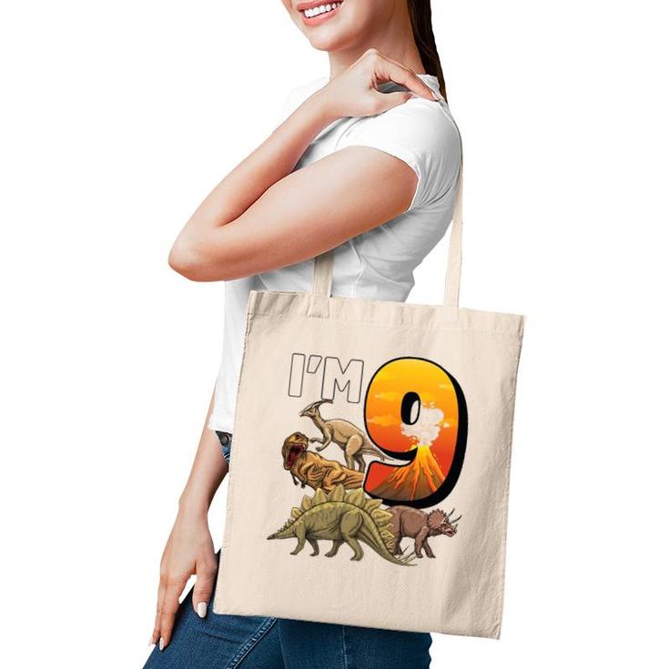 9 Year Old Dinosaurs Birthday 9Th Party Paleontologist Boys Tote Bag