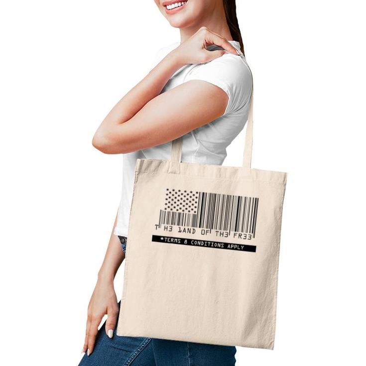 American Flag - The Land Of The Free - Barcode Tote Bag