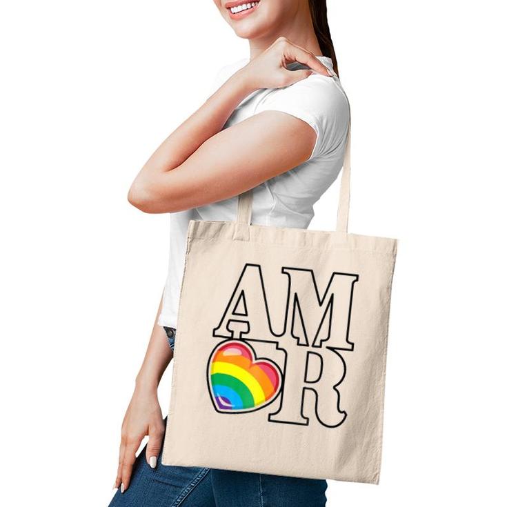 Amor Rainbow Heart Love Tote Bag
