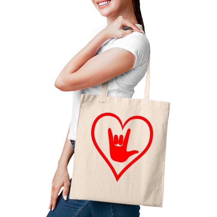 Asl American Sign Language I Love You Happy Valentine's Day Tote Bag