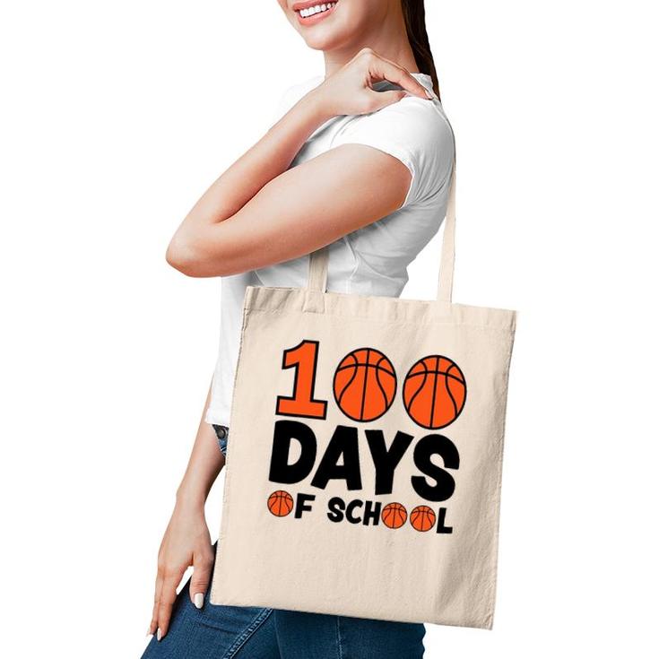 Basketball 100 Days Of School Happy 100Th Day Teacher Kids Tote Bag