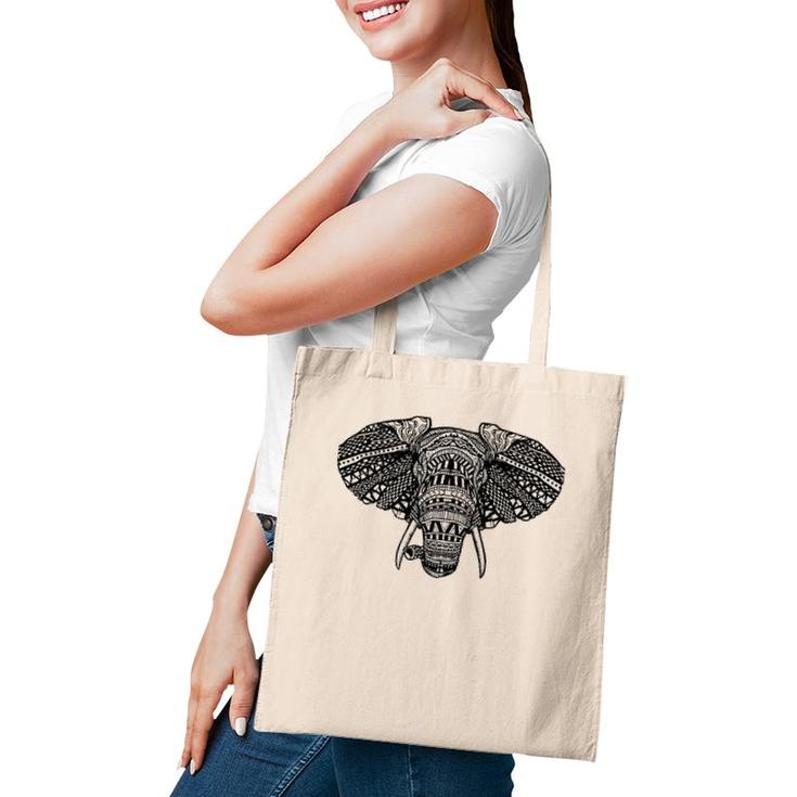 Beautiful African Elephant In Mandala Style, African Animals Tote Bag
