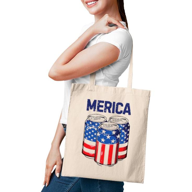 Beer Merica 4Th Of July Men Women American Flag Usa Tote Bag