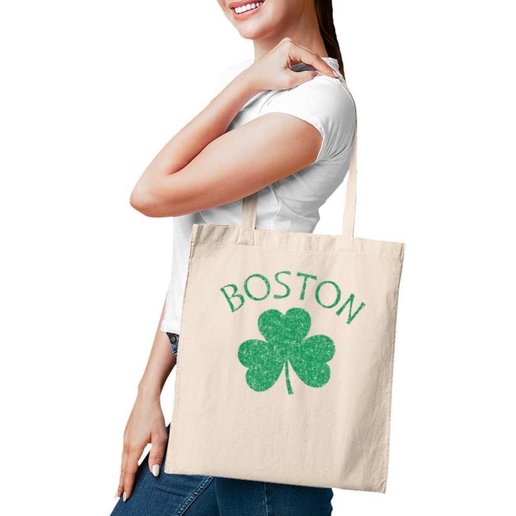 Boston Irish Shamrock Distressed Green Print  Tote Bag