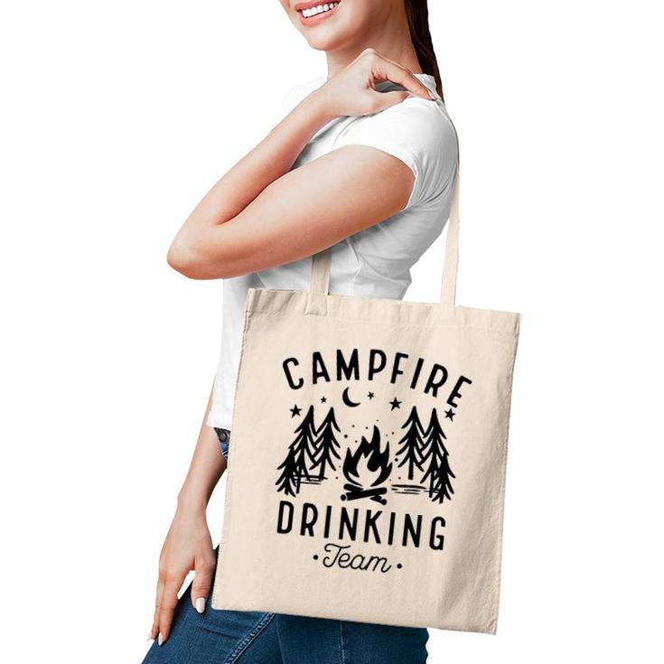 Campfire Drinking Team Happy Camper Funny Camping Gift Tote Bag