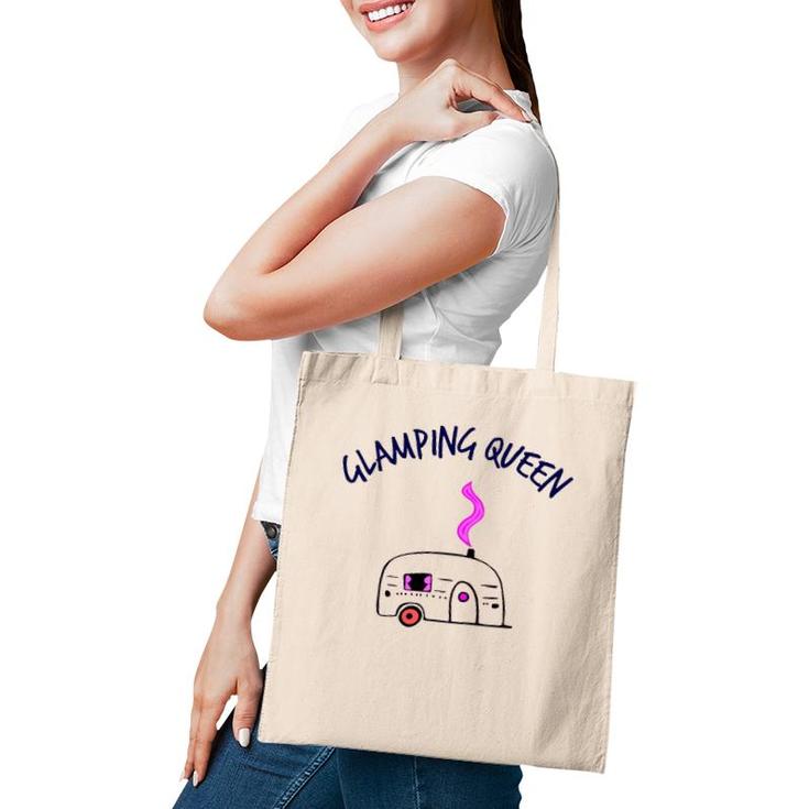 Camping And Glamping Tees Glamping Queen Happy Glamper Tee Tote Bag