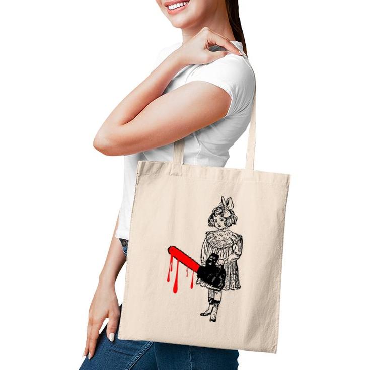 Chainsaw Girl Punk Rock Goth Horror Fan Halloween Vintage Tote Bag