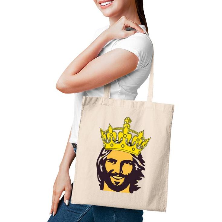 Christian Faith Jesus With King Crown Design Tote Bag