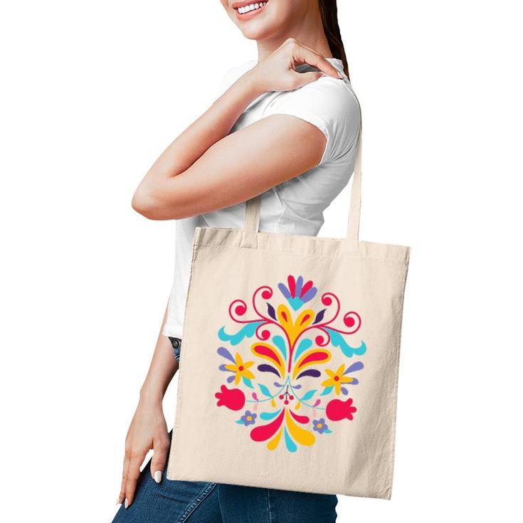 Colorful Floral Mexican Otomi Flowers Floral Otomi Gift Tote Bag